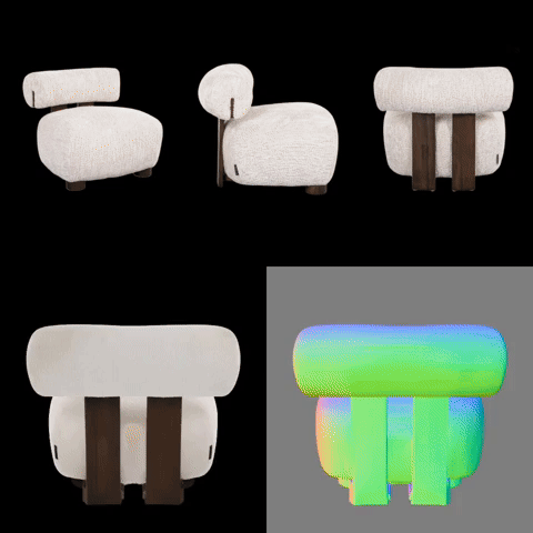 Example of a 3D model reconstructed from a 2D image using FurniMesh's technology